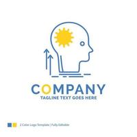 Mind. Creative. thinking. idea. brainstorming Blue Yellow Business Logo template. Creative Design Template Place for Tagline. vector