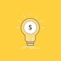 Finance. financial. idea. money. startup Flat Line Filled Icon. Beautiful Logo button over yellow background for UI and UX. website or mobile application vector