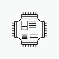 Chip. cpu. microchip. processor. technology Line Icon. Vector isolated illustration