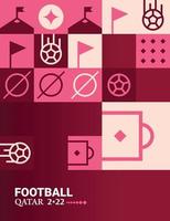 póster geométrico fútbol doha qatar 2022 creativo. Fondo de plantilla de volante web de fútbol vector