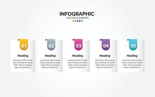 diseño de línea delgada de infografía horizontal vectorial con iconos y 5 opciones o pasos. infografía horizontal para el concepto de negocio. se puede utilizar para banner de presentaciones. diseño de flujo de trabajo vector