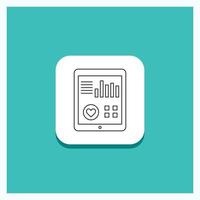 Round Button for monitoring. health. heart. pulse. Patient Report Line icon Turquoise Background vector