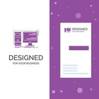 Business Logo for Computer. desktop. hardware. workstation. System. Vertical Purple Business .Visiting Card template. Creative background vector illustration