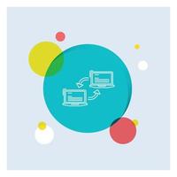 Computer. connection. link. network. sync White Line Icon colorful Circle Background vector