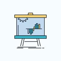 Business. chart. data. graph. stats Flat Icon. green and Yellow sign and symbols for website and Mobile appliation. vector illustration