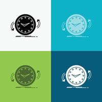 Backup. clock. clockwise. counter. time Icon Over Various Background. glyph style design. designed for web and app. Eps 10 vector illustration