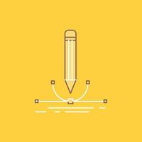 illustration. design. pen. graphic. draw Flat Line Filled Icon. Beautiful Logo button over yellow background for UI and UX. website or mobile application vector