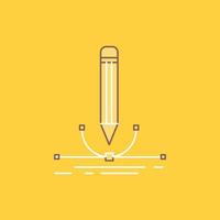 illustration. design. pen. graphic. draw Flat Line Filled Icon. Beautiful Logo button over yellow background for UI and UX. website or mobile application vector