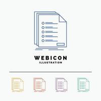 Check. filing. list. listing. registration 5 Color Line Web Icon Template isolated on white. Vector illustration