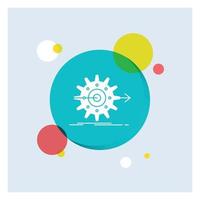 performance. progress. work. setting. gear White Glyph Icon colorful Circle Background vector