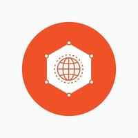 Network. Global. data. Connection. Business White Glyph Icon in Circle. Vector Button illustration