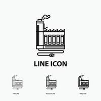 Consumption. resource. energy. factory. manufacturing Icon in Thin. Regular and Bold Line Style. Vector illustration