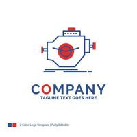 Company Name Logo Design For Engine. industry. machine. motor. performance. Blue and red Brand Name Design with place for Tagline. Abstract Creative Logo template for Small and Large Business. vector