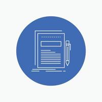 Business. document. file. paper. presentation White Line Icon in Circle background. vector icon illustration