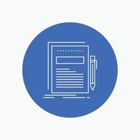 Business. document. file. paper. presentation White Line Icon in Circle background. vector icon illustration