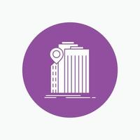 bank. banking. building. federal. government White Glyph Icon in Circle. Vector Button illustration