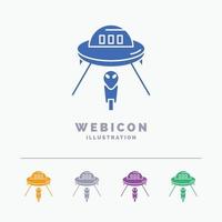 alien. space. ufo. spaceship. mars 5 Color Glyph Web Icon Template isolated on white. Vector illustration