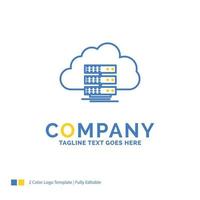 cloud. storage. computing. data. flow Blue Yellow Business Logo template. Creative Design Template Place for Tagline. vector