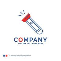 Company Name Logo Design For torch. light. flash. camping. hiking. Blue and red Brand Name Design with place for Tagline. Abstract Creative Logo template for Small and Large Business. vector