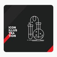 Red and Black Creative presentation Background for Testing. Chemistry. flask. lab. science Line Icon vector