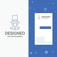 Business Logo for moustache. Hipster. movember. santa Clause. Hat. Vertical Blue Business .Visiting Card template vector