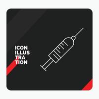 Red and Black Creative presentation Background for syringe. injection. vaccine. needle. shot Line Icon vector