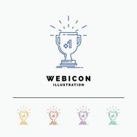 award. trophy. win. prize. first 5 Color Line Web Icon Template isolated on white. Vector illustration