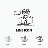 professor. student. scientist. teacher. school Icon in Thin. Regular and Bold Line Style. Vector illustration