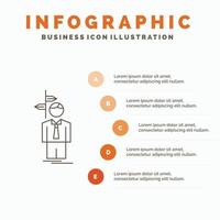 flecha. elección. elegir. decisión. plantilla de infografía de dirección para sitio web y presentación. icono de línea gris con ilustración de vector de estilo infográfico naranja