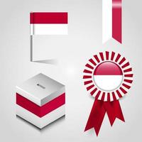 Indonesia Country Flag place on Vote Box. Ribbon Badge Banner and map Pin vector