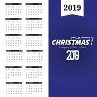 2019 Calendar template. Christmas and Happy new Year Background vector