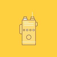 walkie. talkie. communication. radio. camping Flat Line Filled Icon. Beautiful Logo button over yellow background for UI and UX. website or mobile application vector