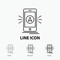 navigation. app. camping. gps. location Icon in Thin. Regular and Bold Line Style. Vector illustration