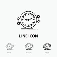 Backup. clock. clockwise. counter. time Icon in Thin. Regular and Bold Line Style. Vector illustration