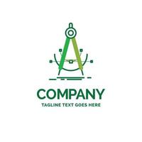 Precision. accure. geometry. compass. measurement Flat Business Logo template. Creative Green Brand Name Design. vector