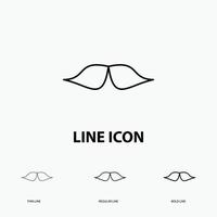 moustache. Hipster. movember. male. men Icon in Thin. Regular and Bold Line Style. Vector illustration