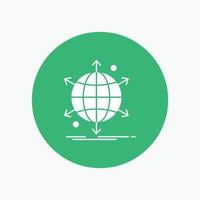 business. international. net. network. web White Glyph Icon in Circle. Vector Button illustration