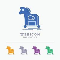 Cybercrime. horse. internet. trojan. virus 5 Color Glyph Web Icon Template isolated on white. Vector illustration