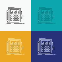 Accounting. audit. banking. calculation. calculator Icon Over Various Background. Line style design. designed for web and app. Eps 10 vector illustration