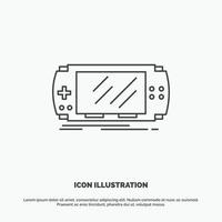 consola. dispositivo. juego. juego de azar. icono de psp. símbolo gris vectorial de línea para ui y ux. sitio web o aplicación móvil vector