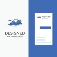 Business Logo for Mountain. hill. landscape. nature. evening. Vertical Blue Business .Visiting Card template. vector