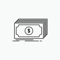 Cash. dollar. finance. funds. money Line Icon. Vector isolated illustration
