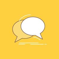 Bubble. chat. communication. speech. talk Flat Line Filled Icon. Beautiful Logo button over yellow background for UI and UX. website or mobile application vector