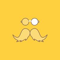 moustache. Hipster. movember. male. men Flat Line Filled Icon. Beautiful Logo button over yellow background for UI and UX. website or mobile application vector