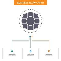 Help. life. lifebuoy. lifesaver. preserver Business Flow Chart Design with 3 Steps. Glyph Icon For Presentation Background Template Place for text. vector