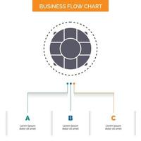 Help. life. lifebuoy. lifesaver. preserver Business Flow Chart Design with 3 Steps. Glyph Icon For Presentation Background Template Place for text. vector