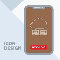 cloud. network. server. internet. data Line Icon in Mobile for Download Page vector