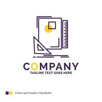 Company Name Logo Design For Design. layout. page. sketch. sketching. Purple and yellow Brand Name Design with place for Tagline. Creative Logo template for Small and Large Business. vector