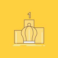 Crown. king. leadership. monarchy. royal Flat Line Filled Icon. Beautiful Logo button over yellow background for UI and UX. website or mobile application vector