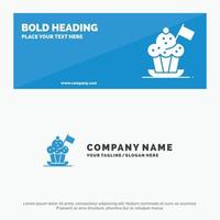 Chef Chef Hat Cooker Cooker Hat Flag SOlid Icon Website Banner and Business Logo Template vector